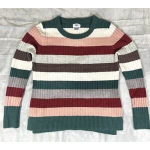 Old Navy Striped Sweater Womens M Colorful Festive Holiday Party Cozy Fitted Y2K